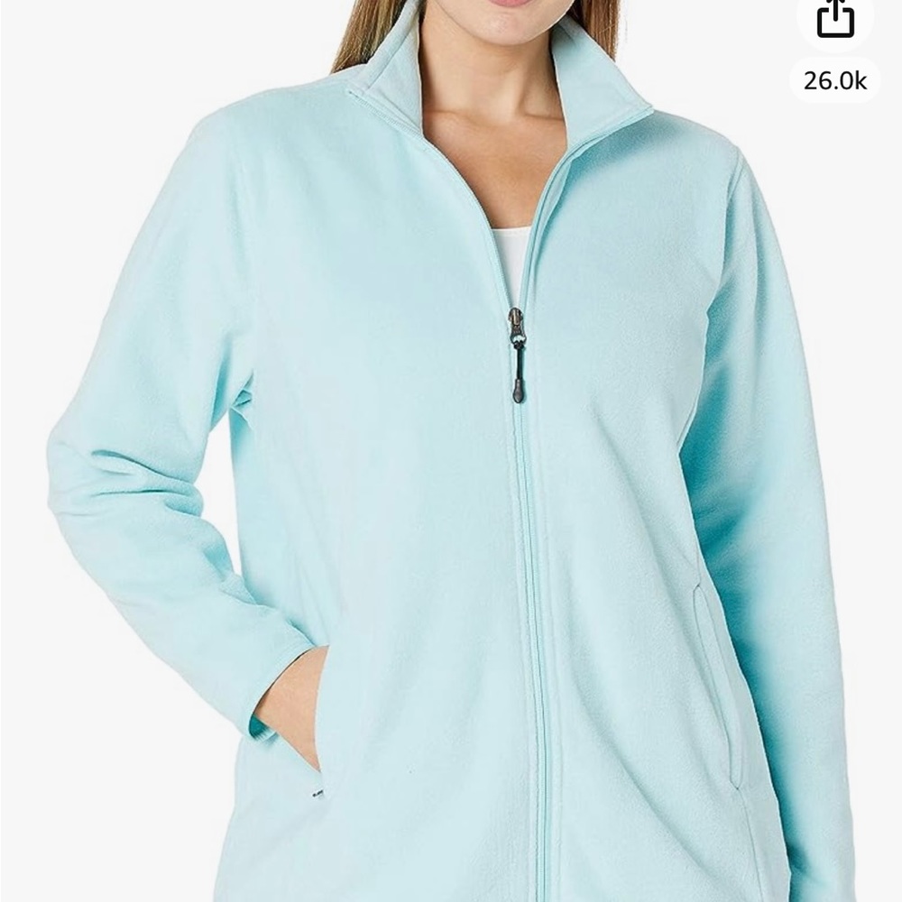 Women's Classic-Fit Full-Zip Polar Soft Fleece Jacket, size M, color aqua blue